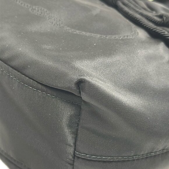 Auth PRADA Logo Jacquard - Black Nylon Handbag - Picture 3 of 9